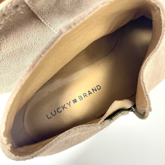 Lucky Brand Fanky Bootie Suede Ankle Boots Tan Size 10M Boho Comfy - Picture 4 of 7